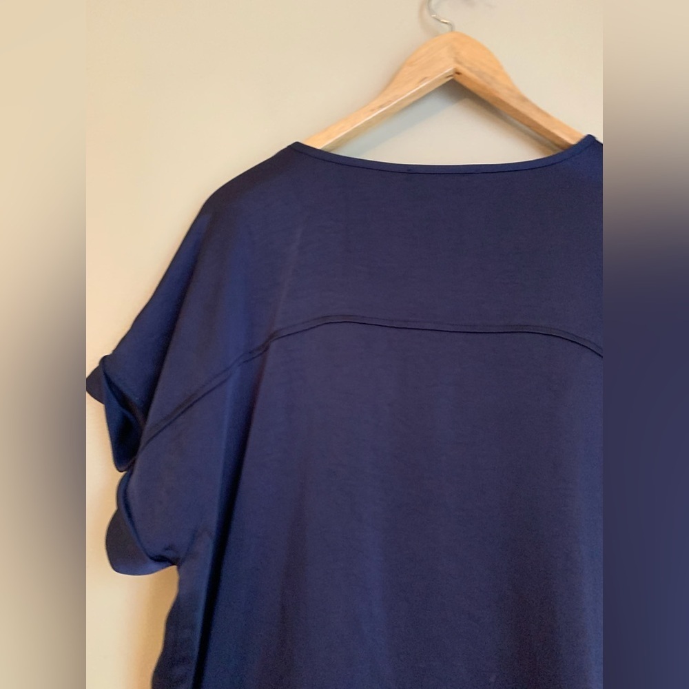 Peace of cloth satin v neck navy shirt dress - Picture 5 of 11